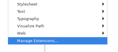 Extensions menu